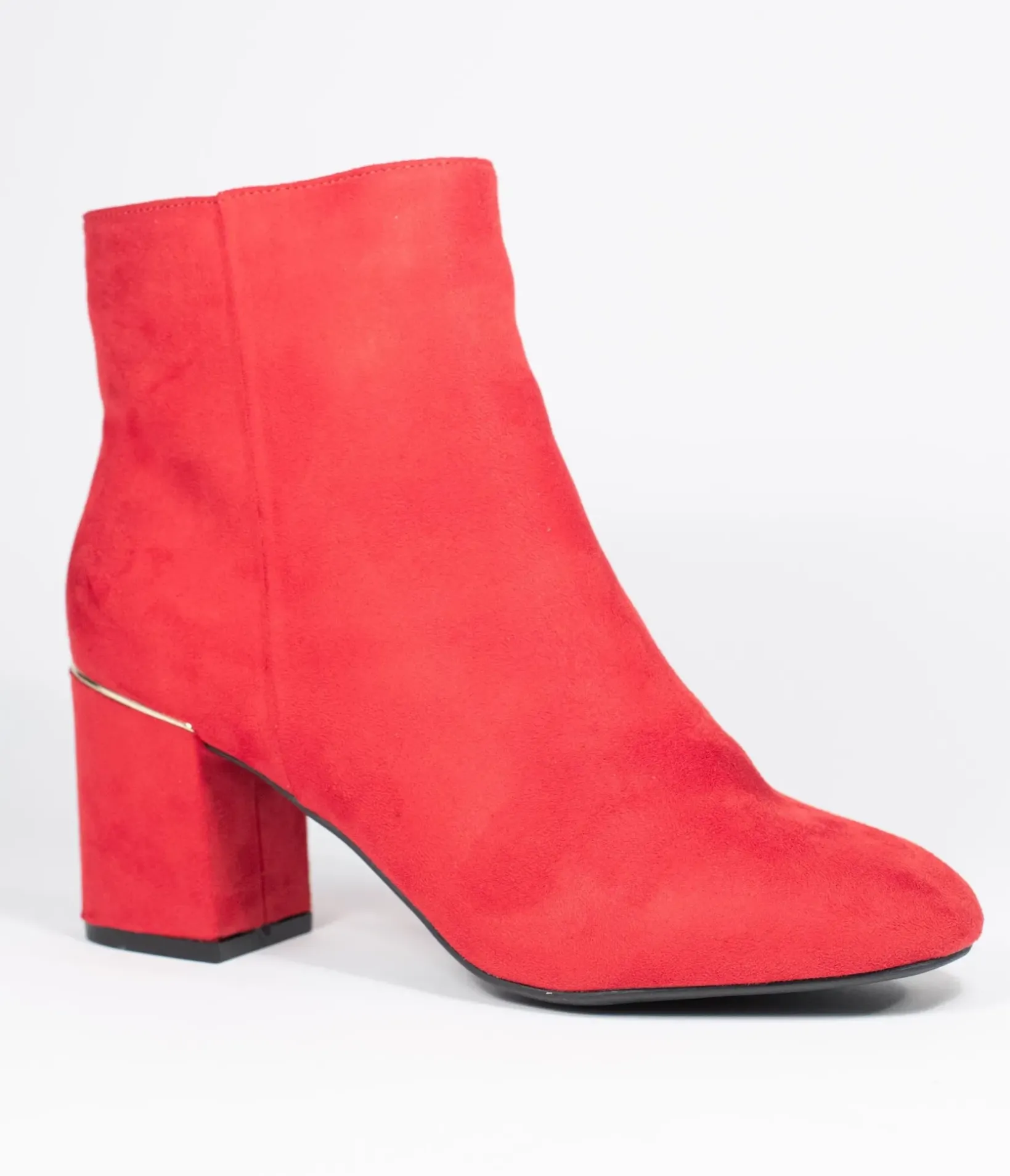 Unique Vintage Boots|Heels>Retro Style Red Suede Heel Booties