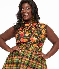 Unique Vintage Blouses|Blouses>Royal Monk Plus Size 1950s Black Button Up Celia Blouse