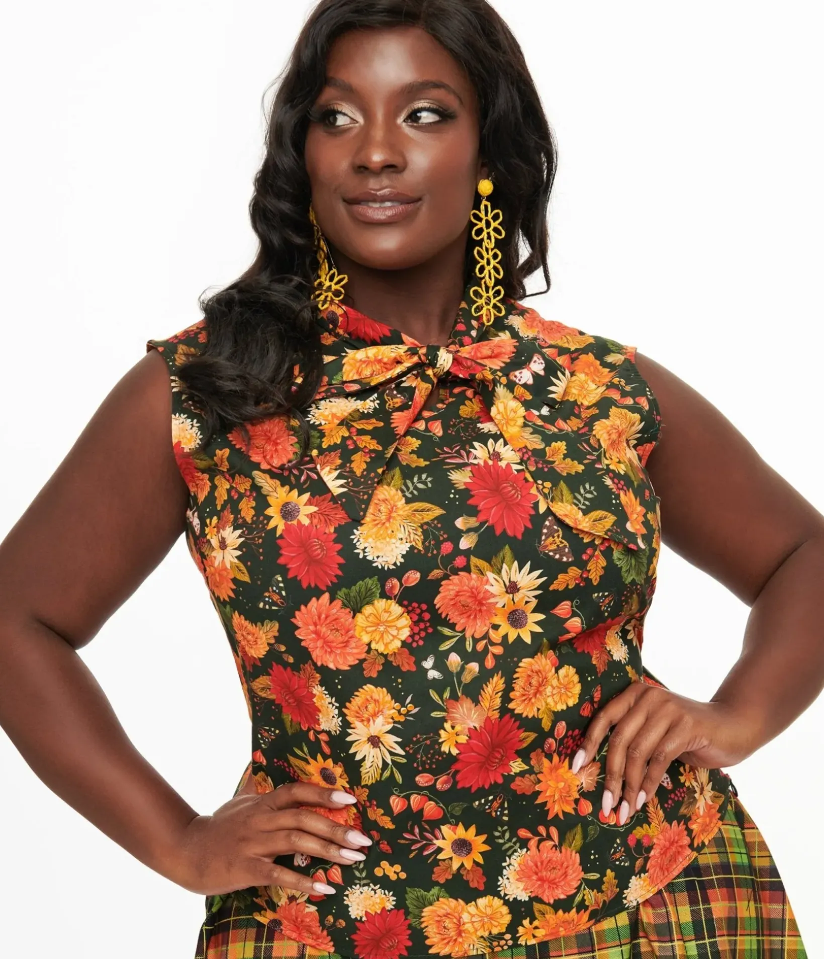 Unique Vintage Blouses|Blouses>Royal Monk Plus Size 1950s Black Button Up Celia Blouse