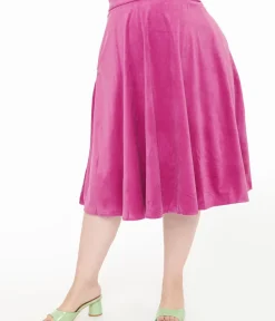 Unique Vintage Skirts|Skirts>Royal Monk Plus Size 1950s Purple Velvet Dreams Swing Skirt