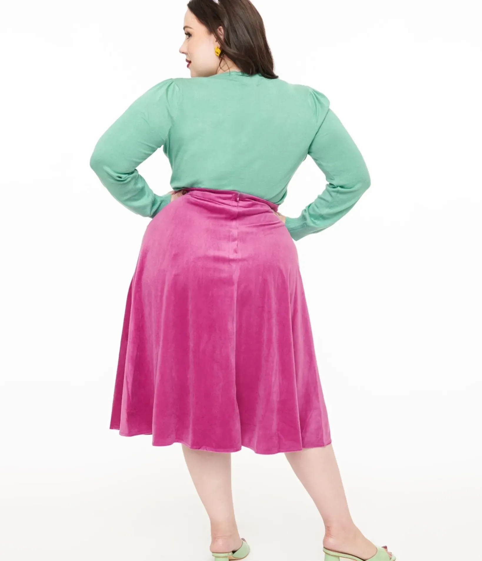 Unique Vintage Skirts|Skirts>Royal Monk Plus Size 1950s Purple Velvet Dreams Swing Skirt