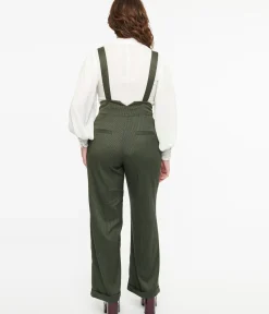 Unique Vintage Pants|Work Wear>Royal Monk 1940s Green Check Jenny Trousers