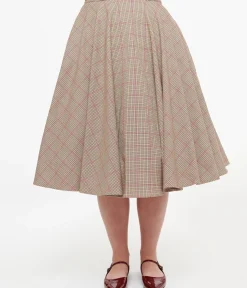 Unique Vintage Skirts|All Things Pink>Royal Monk 1950s Pink Check Florence Swing Skirt