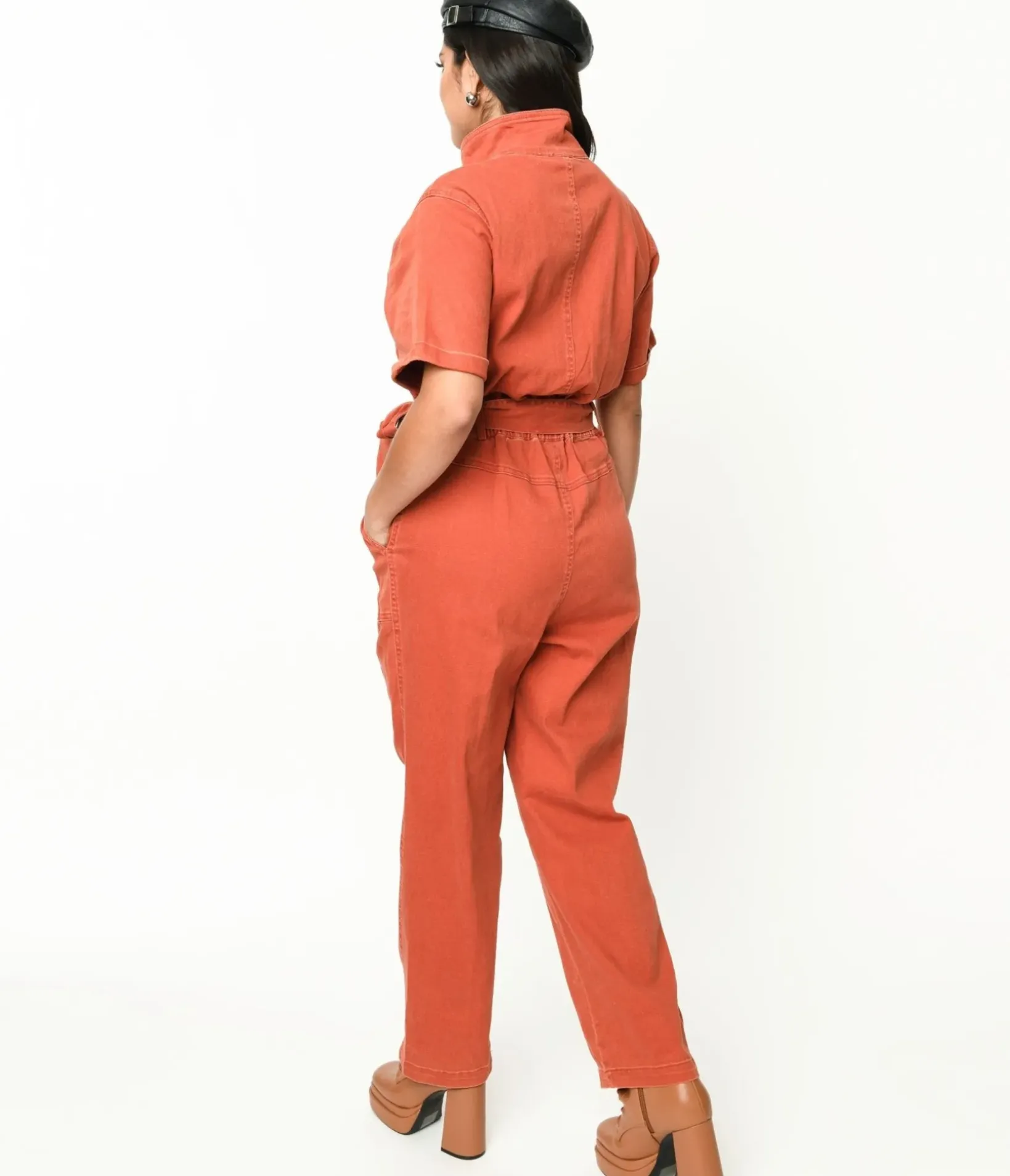 Unique Vintage Rompers & Jumpsuits>Rust Denim Utility Jumpsuit