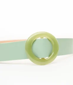 Unique Vintage Belts>Sage Circle Buckle Belt