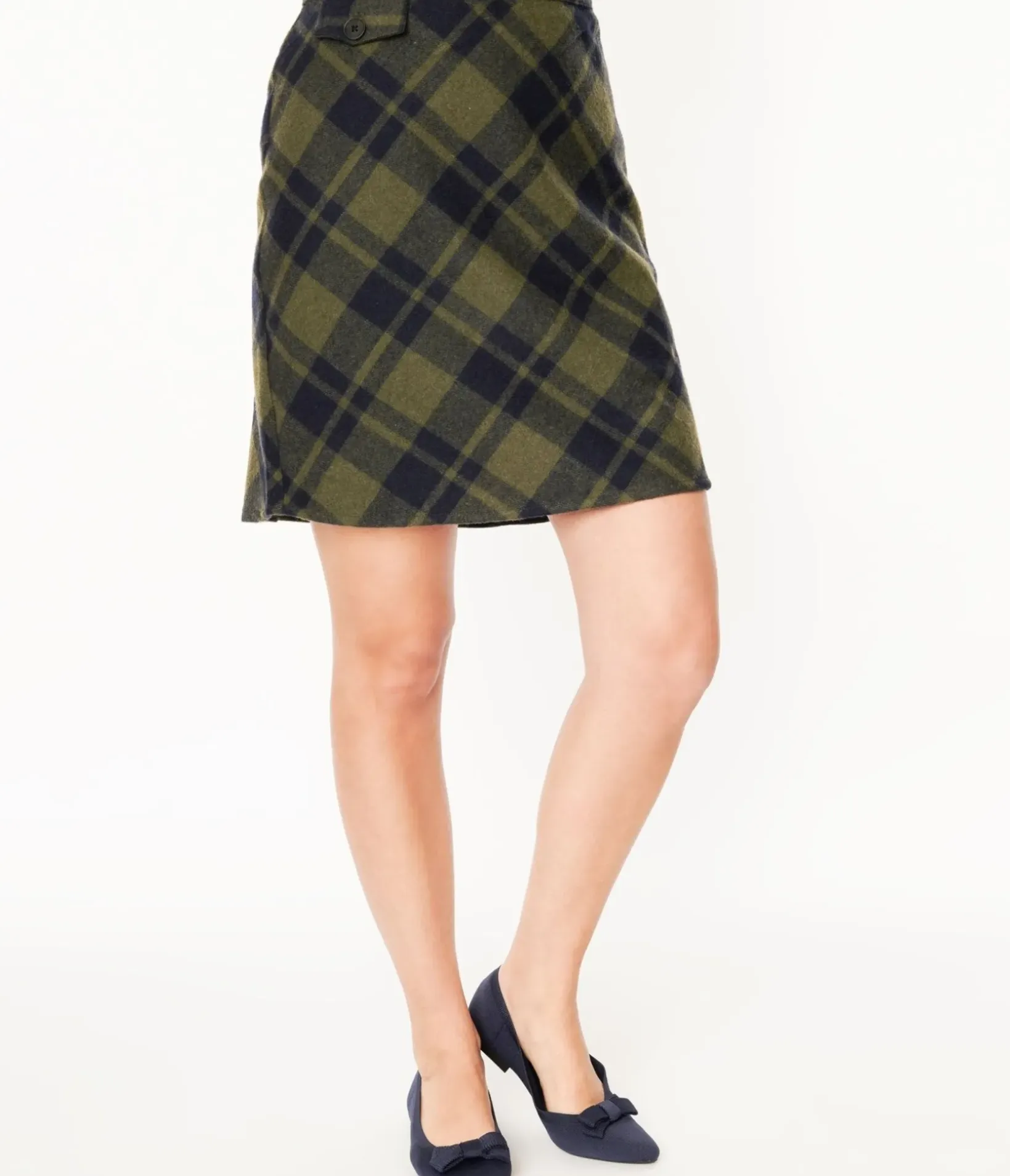 Unique Vintage Skirts|Skirts>Sage Green & Navy Plaid Mini Skirt