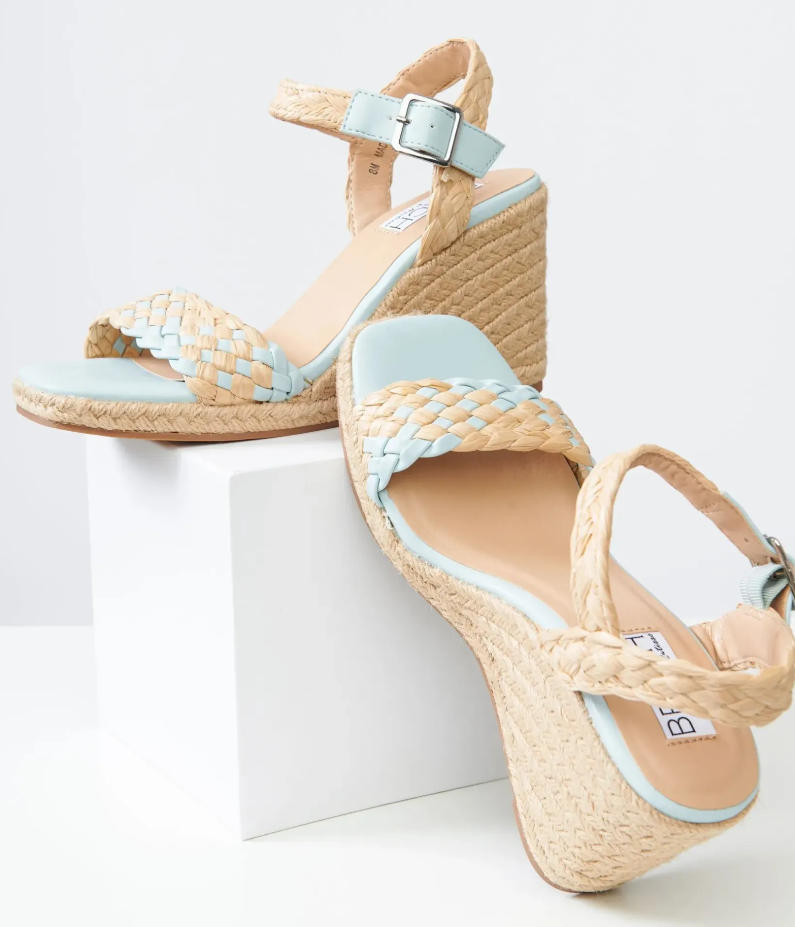 Unique Vintage Heels|Wedges>1970s Aqua Getty Wedge Sandals