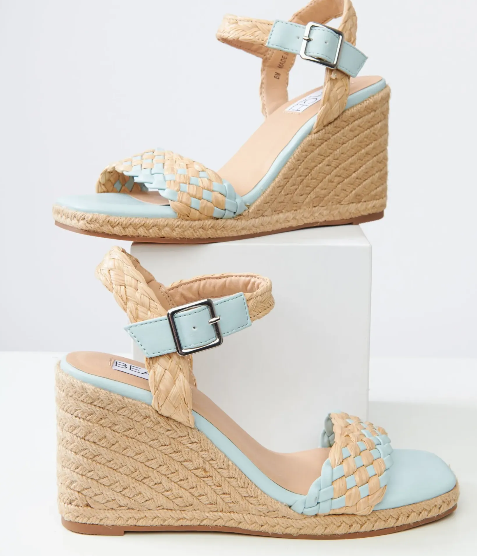 Unique Vintage Heels|Wedges>1970s Aqua Getty Wedge Sandals