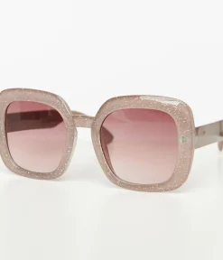 Unique Vintage Sunglasses>1970s Beige Sparkle Square Sunglasses