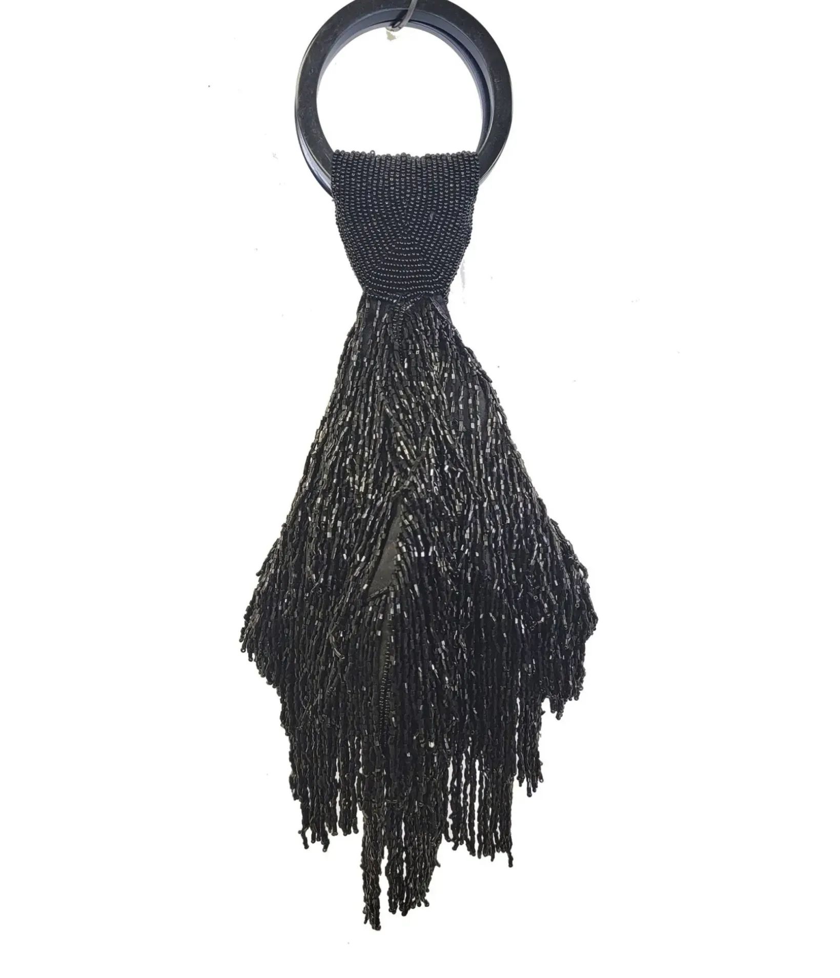 Unique Vintage Special Occasion|Prom Accessories>1920s Black Beaded Fringe Wristlet