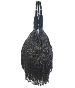 Unique Vintage Special Occasion|Prom Accessories>1920s Black Beaded Fringe Wristlet