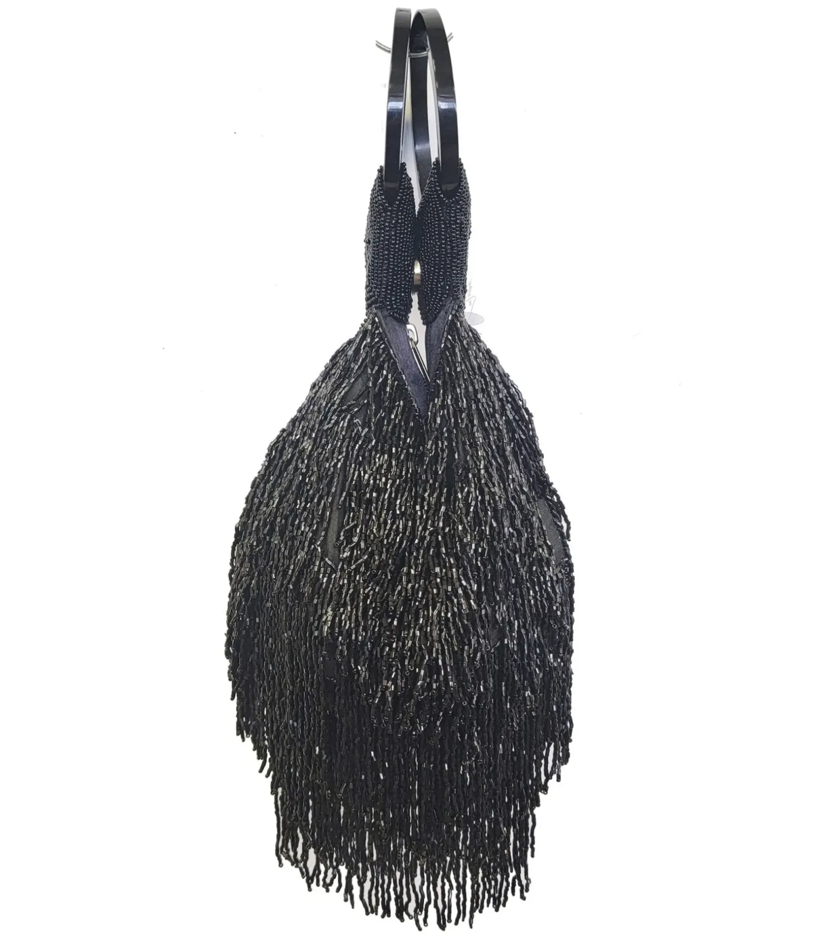 Unique Vintage Special Occasion|Prom Accessories>1920s Black Beaded Fringe Wristlet
