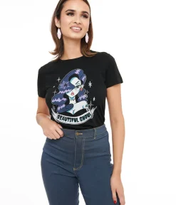 Unique Vintage Graphic Tees|Graphic Tees>1950s Black Beautiful Ghoul Fitted Graphic Tee