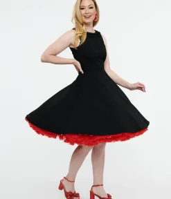 Unique Vintage Swing|Pocket Dresses>1950s Black Swing Dress