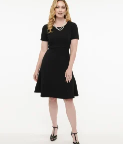 Unique Vintage Swing|Everyday Dresses>1940s Black Swing Dress