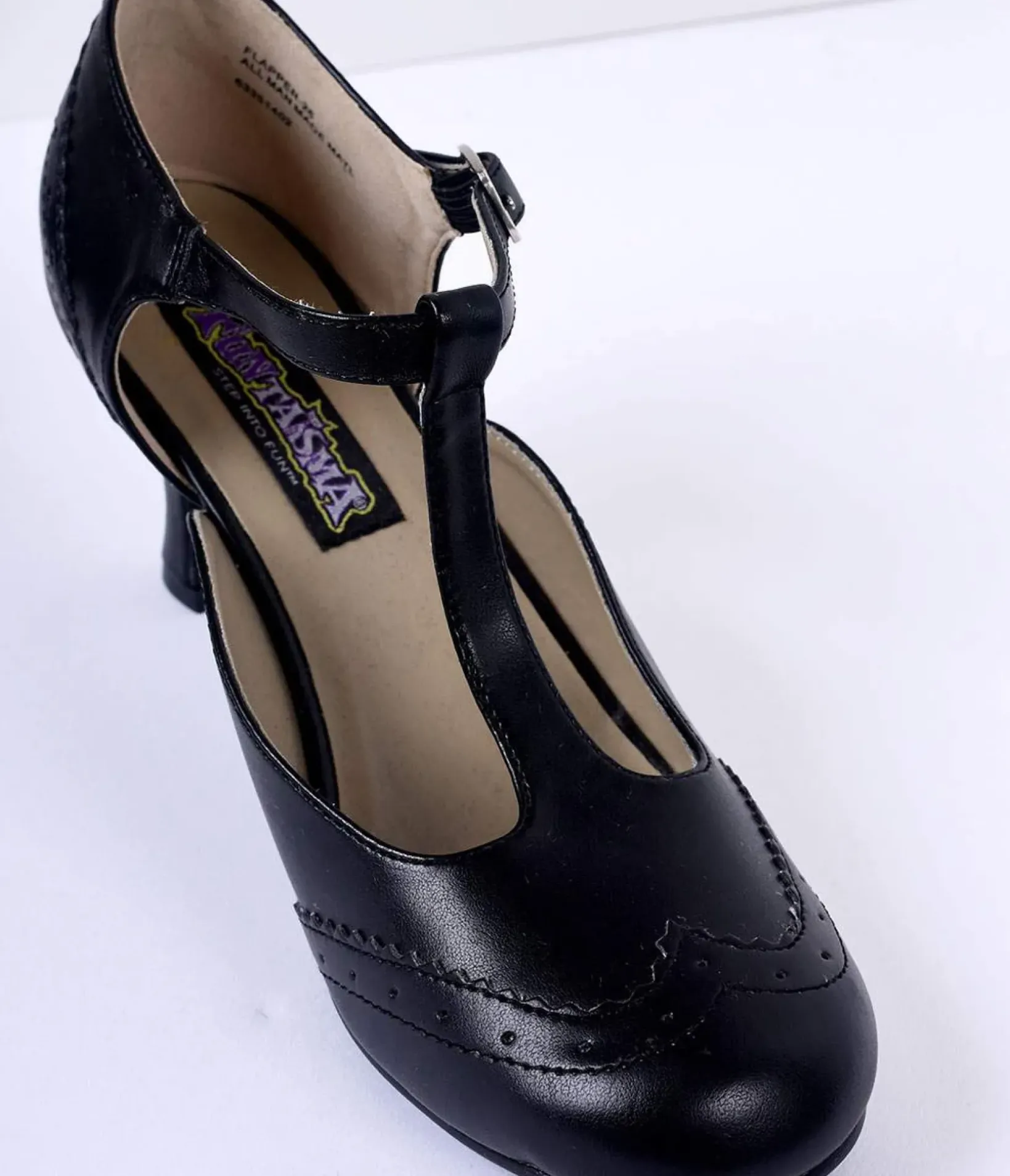 Unique Vintage Special Occasion|Heels>1920s Black T-Strap Mary Jane Heels