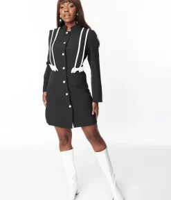 Unique Vintage Jackets|Coats & Jackets>1970s Black & White Bow Coat