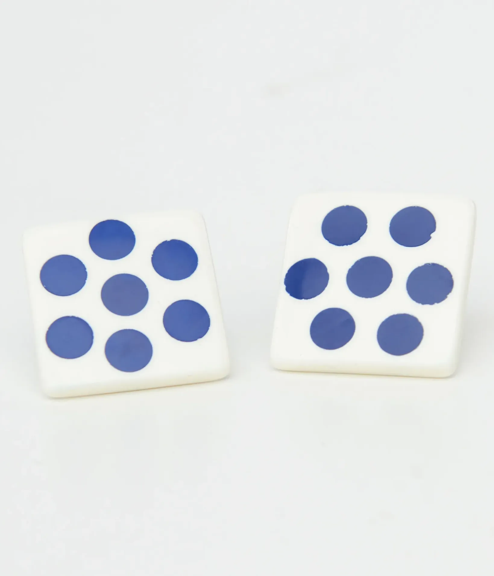 Unique Vintage Earrings>1980s Blue Polka Dot Square Earrings