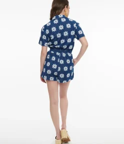 Unique Vintage Rompers & Jumpsuits>1970s Blue & White Daisy Flower Print Romper