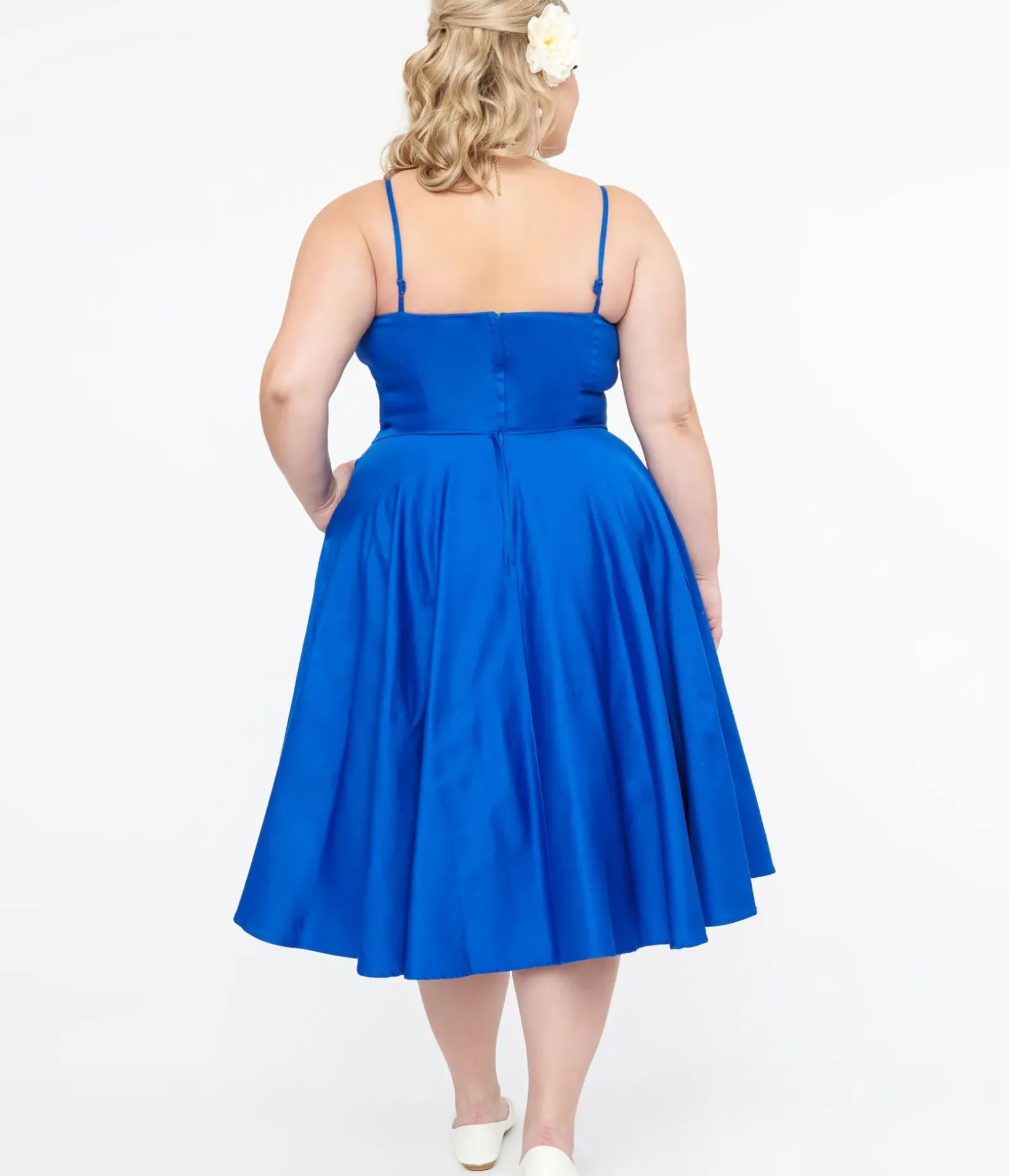Unique Vintage Swing|Pocket Dresses>1950s Cobalt Blue Cotton Swing Dress