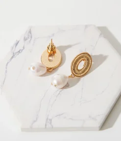 Unique Vintage Earrings>1950s Gold Baroque Pearl Earrings