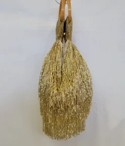 Unique Vintage Special Occasion|Prom Accessories>1920s Gold Beaded Fringe Wristlet