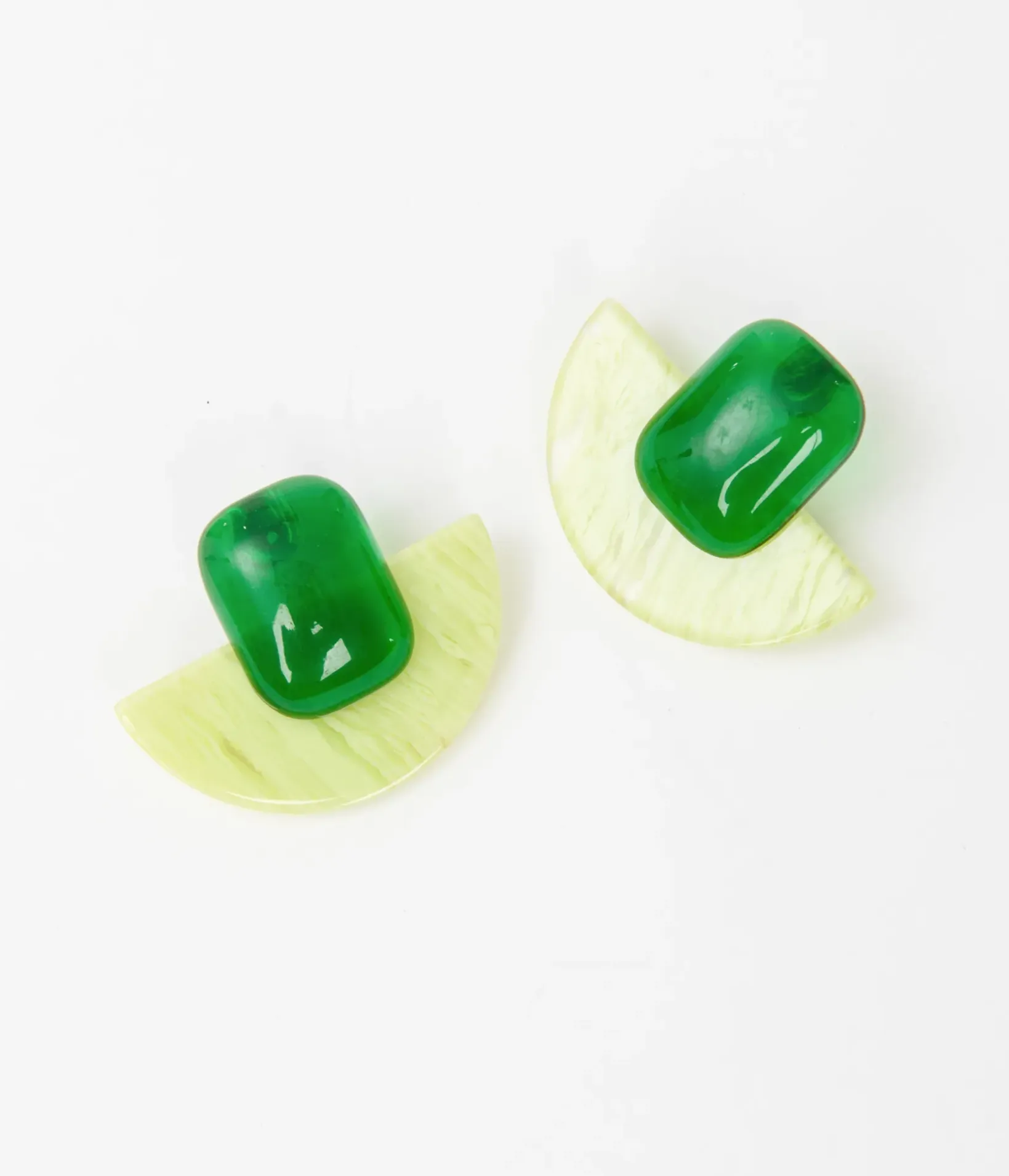 Unique Vintage Earrings>1960s Green Geometric Earrings