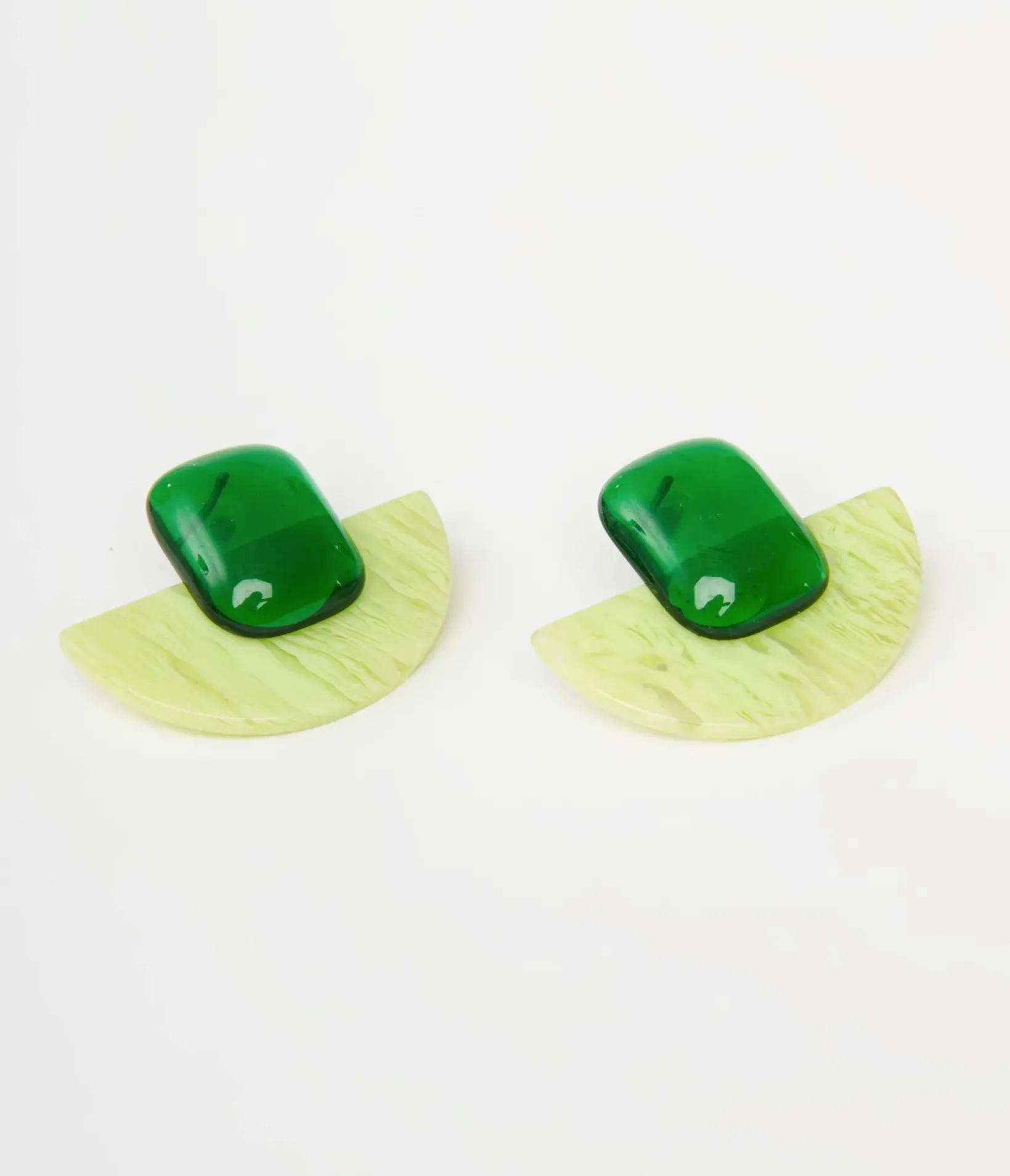 Unique Vintage Earrings>1960s Green Geometric Earrings