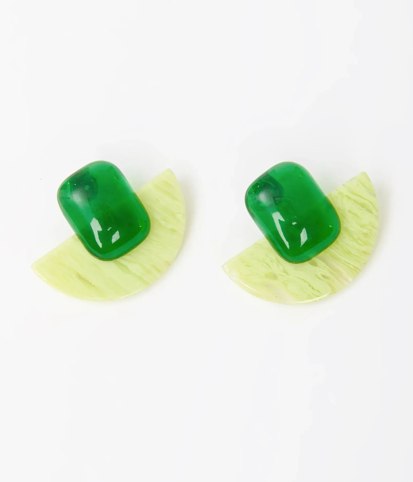 Unique Vintage Earrings>1960s Green Geometric Earrings