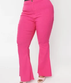Unique Vintage Concert & Festivals|All Things Pink>1970s Hot Pink Denim Flare Jeans