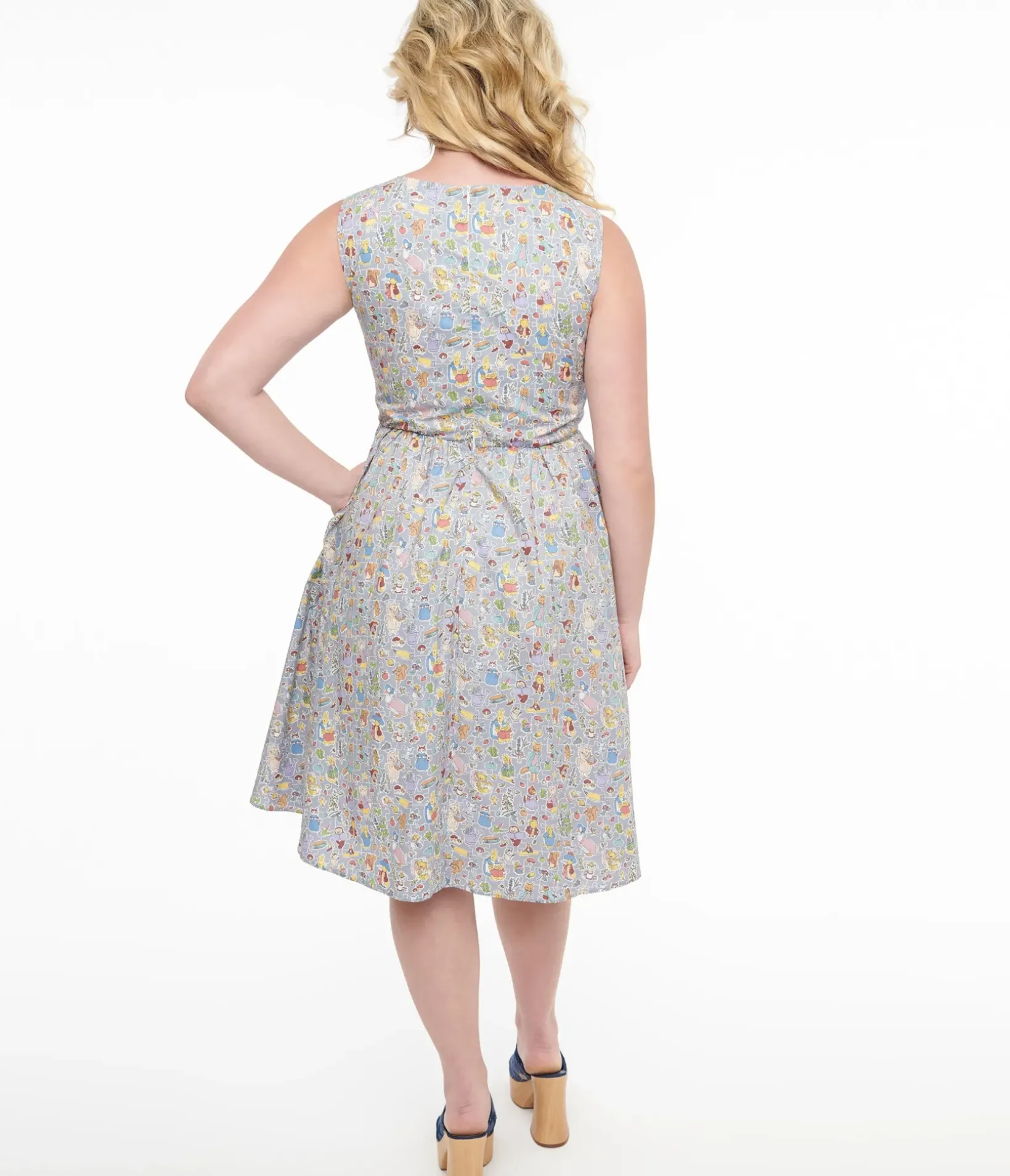 Unique Vintage Fit & Flare|Pocket Dresses>1950s Ice Blue Wonderland Print Fit & Flare Dress