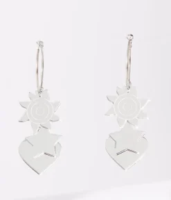Unique Vintage Earrings>Silver Mirror Acrylic Magic Hoop Earrings