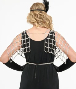Unique Vintage Special Occasion|Flapper Accessories>Silver Rhinestone Top