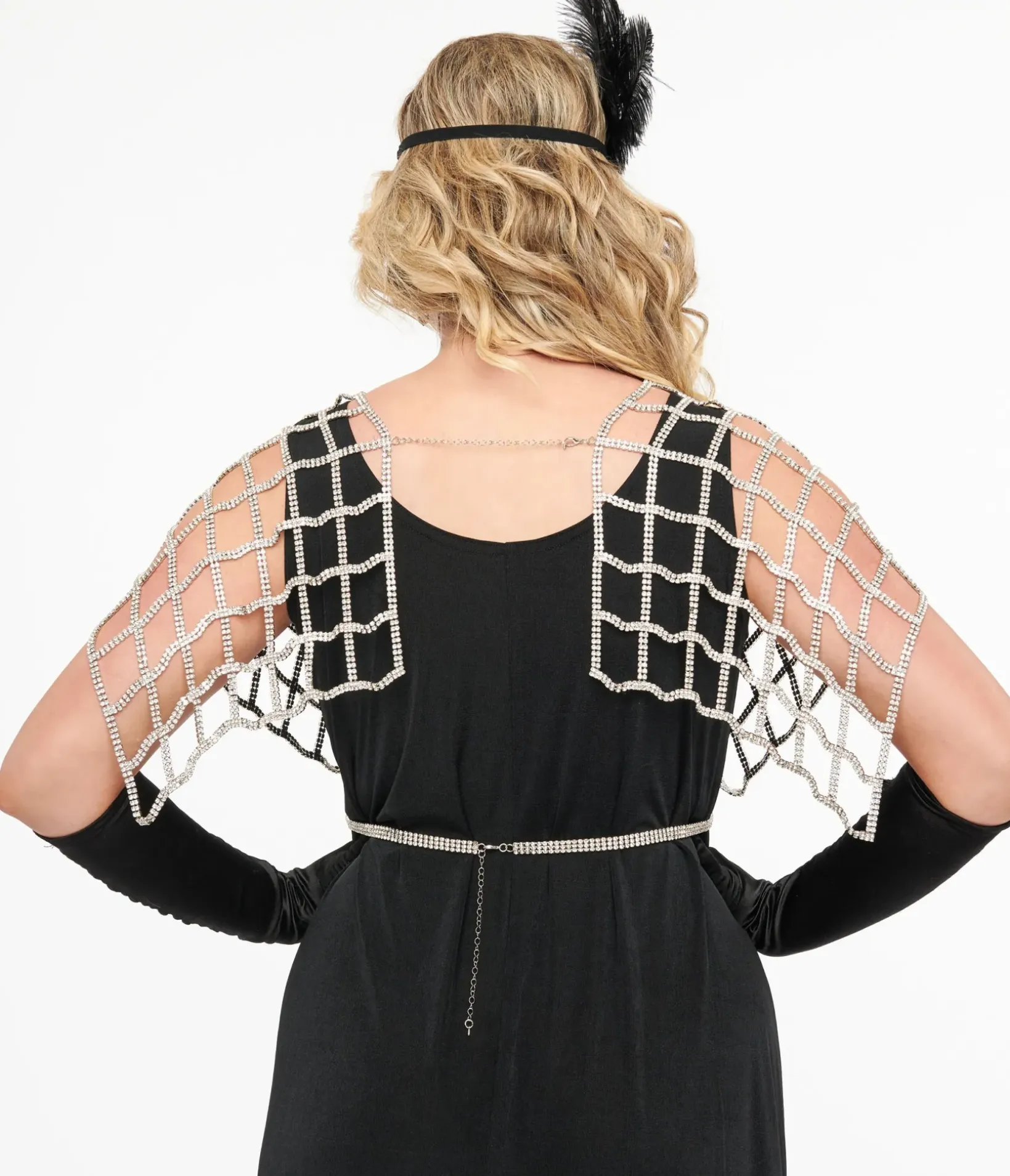 Unique Vintage Special Occasion|Flapper Accessories>Silver Rhinestone Top