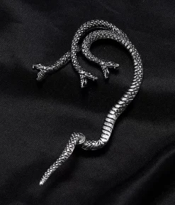 Unique Vintage Earrings>Silver Three Headed Snake Ear Cuff