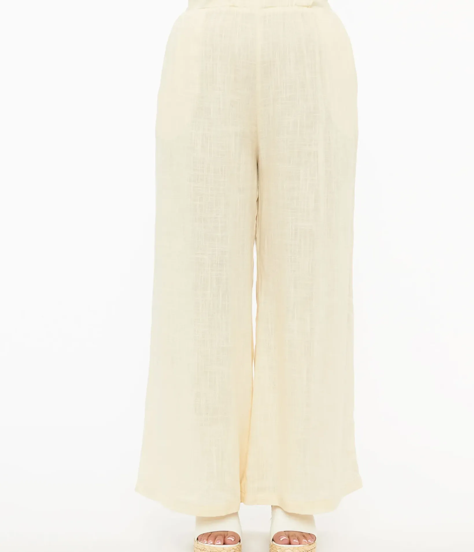 Unique Vintage Pants|Work Wear>1970s Ivory Wide Leg Pants
