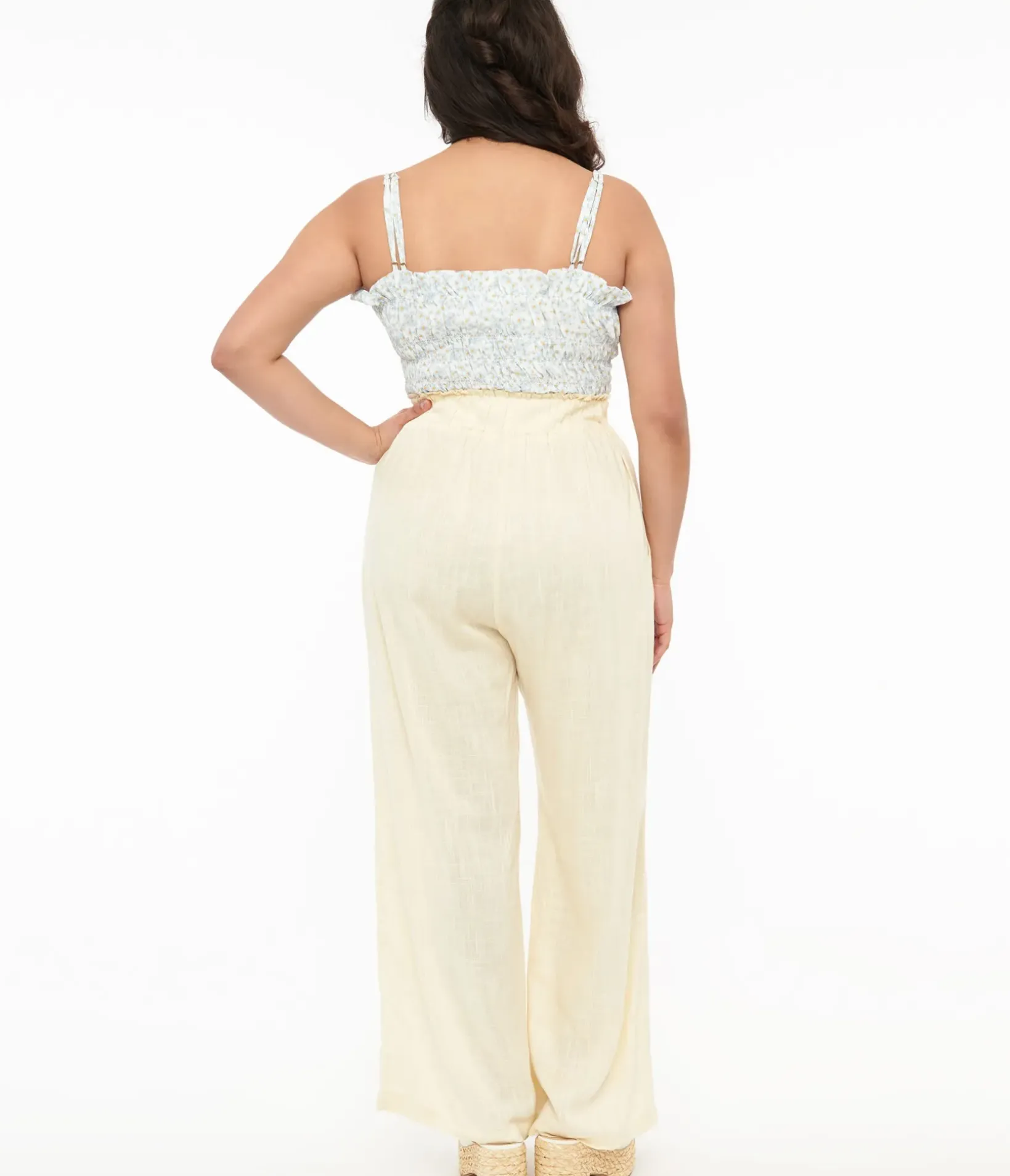 Unique Vintage Pants|Work Wear>1970s Ivory Wide Leg Pants