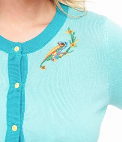 Unique Vintage Sweaters & Cardigans|Work Wear>1950s Light Blue & Chameleon Cardigan