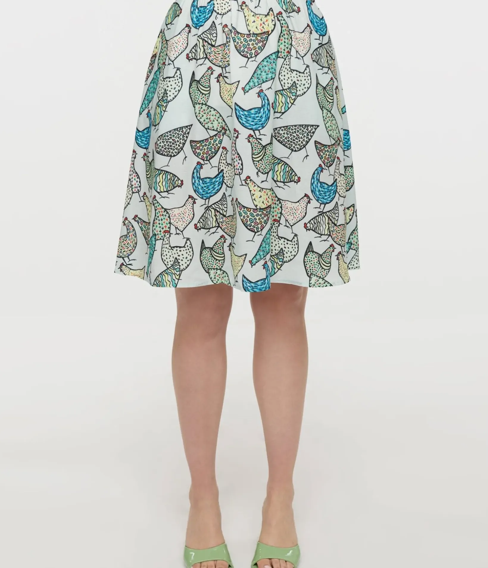 Unique Vintage Skirts>1950s Light Blue Chicken Swing Skirt