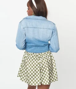 Unique Vintage Coats & Jackets>1970s Light Blue Denim Motor Jacket