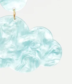 Unique Vintage Earrings>1960s Light Blue Shimmer Cloud Earrings