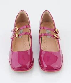 Unique Vintage Work Wear|Heels>1960s Magenta Patent Leatherette Sweet Elizabeth Pumps
