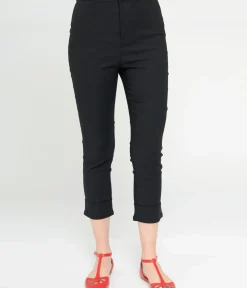 Unique Vintage All Things Black>Smak Parlour Black & Cherry Pocket Smarty Pants Capri
