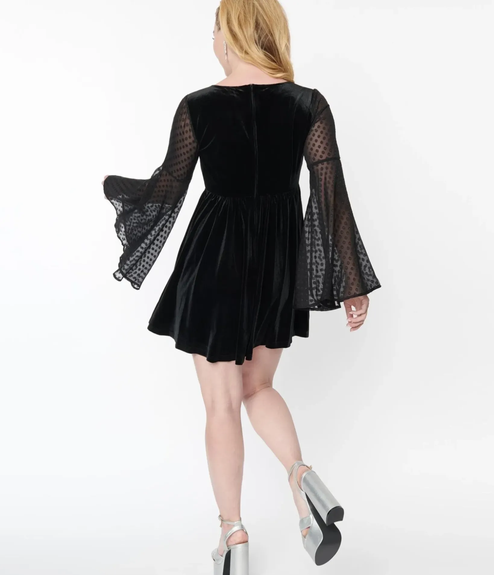 Unique Vintage Everyday Dresses|All Things Black>Smak Parlour Black & Clip Dot Aura Babydoll Dress
