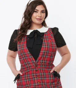 Unique Vintage Blouses|Blouses>Smak Parlour Black Clipdot & White Collared Bow Blouse