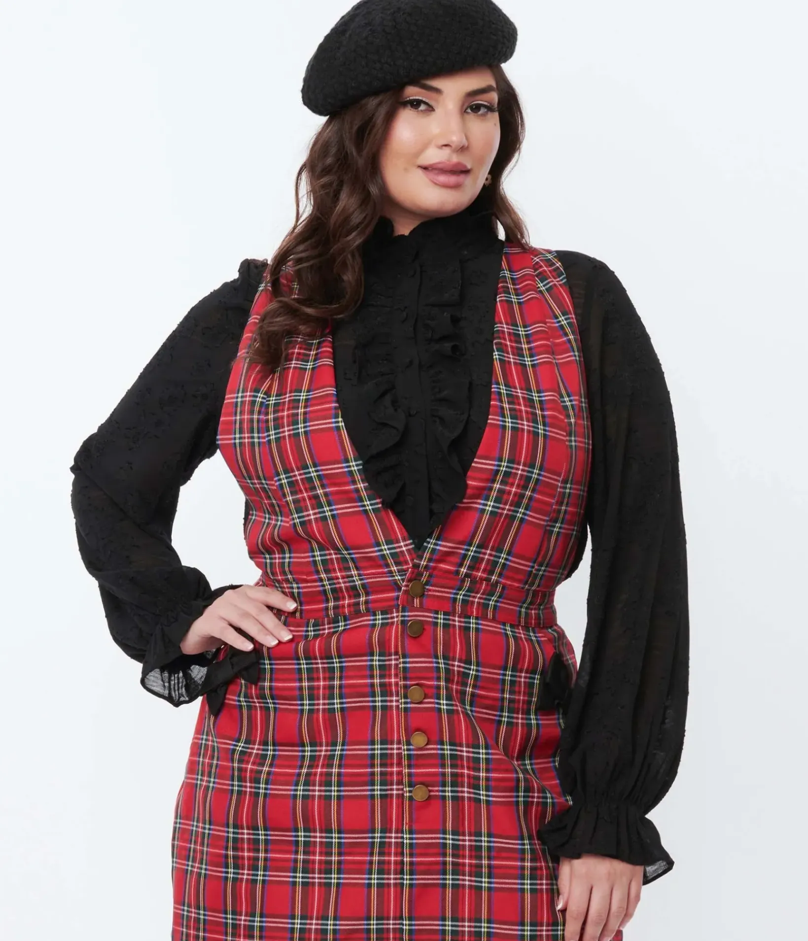 Unique Vintage All Things Black|Work Wear>Smak Parlour Black Floral Ruffle Neck Blouse