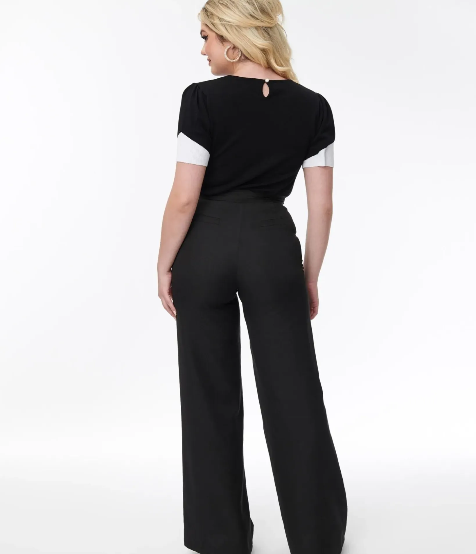 Unique Vintage All Things Black>Smak Parlour Black & Gold Buttoned Wide Leg Trousers