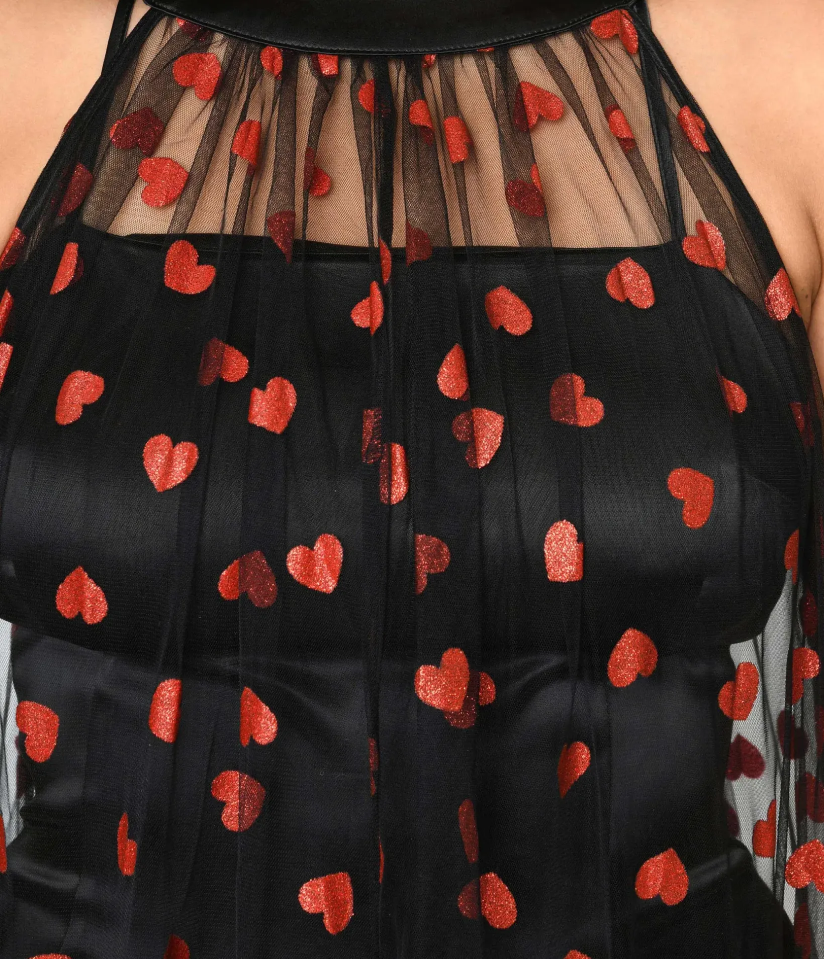 Unique Vintage Everyday Dresses|All Things Black>Smak Parlour Black Mesh & Glitter Hearts Organza Dress