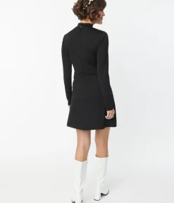 Unique Vintage Fit & Flare|Everyday Dresses>Smak Parlour Black Mock Turtleneck Fit & Flare Dress