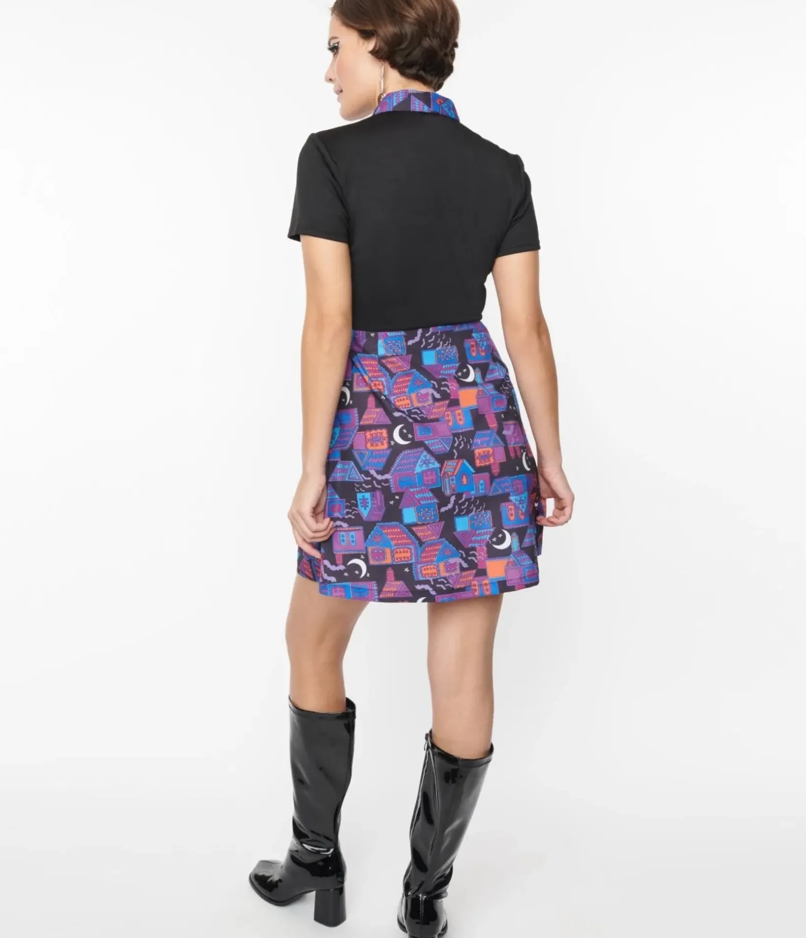 Unique Vintage Pocket Dresses|Everyday Dresses>Smak Parlour Black & Purple Haunted House Mini Dress